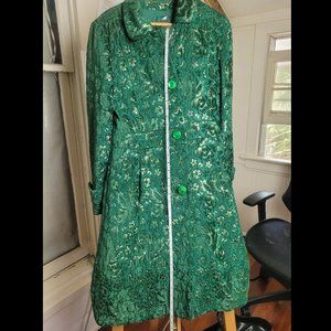 Coat Jacket Emerald Green & Gold -Soft Silk & Cotton - Italian by Rodel S.p.A.